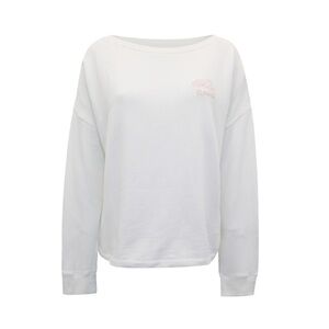 ROOTS - White and Pink Wide Crewneck Sweater